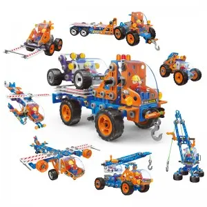 244PCS Road Emergency Repair Vehicle Model Toy Kids Creative Screw Nut Take Apart Car Helicopter DIY Building Block Kit Truck