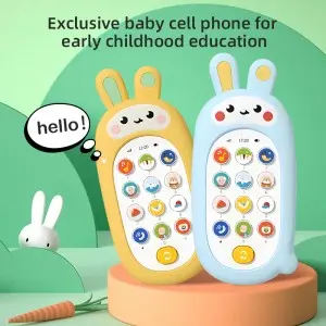 Children Removable Cartoon Rabbit Silicone Phone Case Cell Phone Toddler First Gift Educational Baby Music Toy Mobile Phone