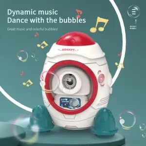 Children Bubble Blowing Toy Summer Outdoor Activity Electric Automatic Aviation Rocket Bubble Maker Machine with Colorful Light