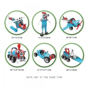 142pcs 6 Models In 1 STEM DIY Alien Robot Blocks Screw Nut Assemble Car Aircraft 3D Puzzle Building Toy For Children
