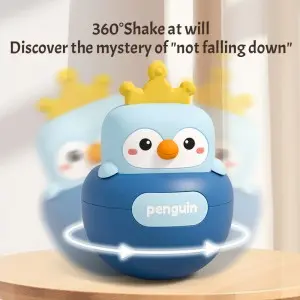 Montessori Baby Teether Tummy Time Wobbler Toys Animal Roly-Poly Toy Infant Cute Cartoon Silicone Rabbit/ Penguin Tumbler Toy