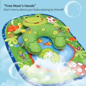Infant Sleeping Carpet Mat Lie Crawling Playmat Multi Colorful Animal Patterns Baby Sensory Play Mat with Soft U-Shaped Pillow