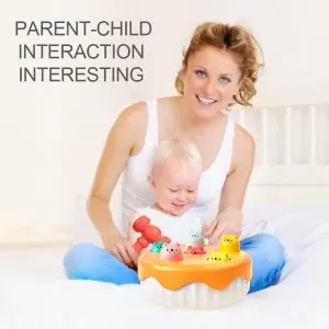 Baby Developmental Whack a Mole Cake Design Knocking Hamster Game Toy Kids Early Educational Plastic Interactive Hit Desktop Toys