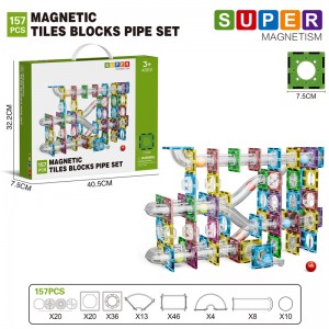 Assembling Marble Race Run Maze Ball Track Toy Kids STEM Learning 3D Clear Magnetic Tiles