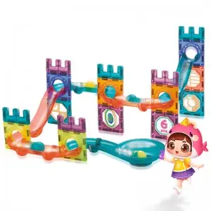 Deluxe 3D Clear Magnetic Tiles Building Block Castle Kids Education Indoor Construction Game Ball Marble Run Race Track Toy Set