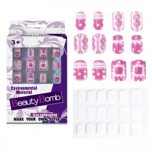 Children Artificial False Nail Tips Kids Exquisite Nail Stickers for Girls Kids Nail Art Decoration