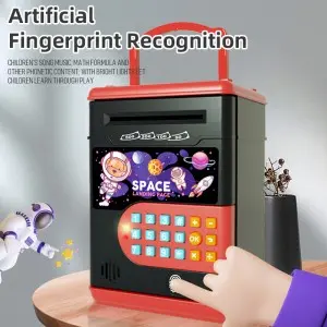 Kid Multifunctional Electronic ATM Machine Educational Fingerprint Password Unlocking Piggy Bank Toy Coin Paper Money Saving Box
