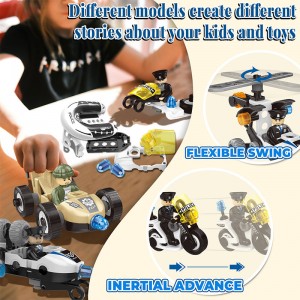 161PCS 8-in-1 Police Theme Screw Nut Assembly Vehicle Kit Building Blocks Car Children Educational STEM DIY Toys for Kids Boys