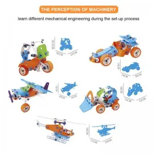 132pcs 5 In 1 Construction STEAM Learning Toys Educational Engineering Model Building Set Boys Creative DIY Erector Kit For Kids