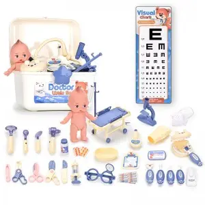 Doctor Pretend Play Kit – 42-Piece Medical Toy Set with Light/Sound, Portable Suitcase for Ages 3+