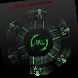 Kids Boys Gift 6-channel Radio-controlled Vehicle 360 Degrees Rotation Double-Sided Rc Stunt Car Toy with Light