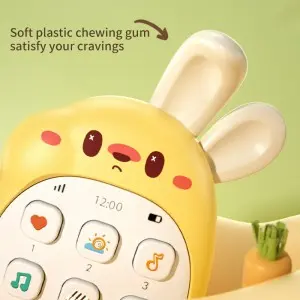 Toddler Montessori Enlighten Music & Light Cellphone Baby Educational Bilingual Mobile Phone Kids Cartoon Rabbit Cell Phone Toy