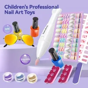 Children Makeup Manicures Decoration Kids Beauty Game Glitter Powder Nail Polish Set