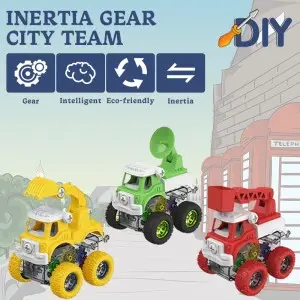 Children Engineering/Fire Rescue/Military Series Take Part in Toy Screw Assembling Vehicle DIY Building Block Kit Truck for Kids