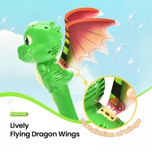Orange/ Green Cartoon Flying Dragon Bubble Wand Toy with Light Music
