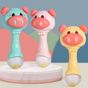 Infant Education Cartoon Pig Shaking Hand Bell Noisy Maker Kids Vision Hearing Development Plastic Teether Rattle Toys for Baby