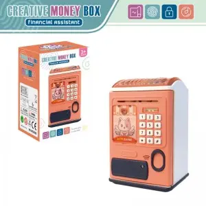 Kids Electronic ATM Machine Cash Coins Safe Money Saving Box Toy Cartoon Smart Fingerprint & Password Unlocking Piggy Bank