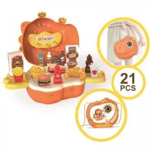 21pcs Fast Food Toy Set Preschool Kids Simulated Plastic Burger French Fries Croissant Beverage