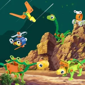 176PCS STEAM Puzzle Blocks Kit Multi Model DIY Dinosaur Assembly Toys Realistic Forest Scene STEM Toys and Building Sets For Boys