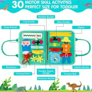 Toddler Educational Dinosaur Felt Busy Board – Montessori Sensory Travel Toy for Kids’ Study & Activity