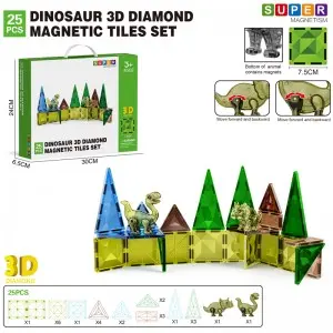 Wholesale Creative Magnetic Tiles Dinosaur Toy Set Educational Building Blocks for Kids