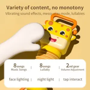 Baby Cartoon Shape Light Up Musical Toys Newborn Infant Educational Enlighten Sensory Play Giraffe Accordion Toy for Kids