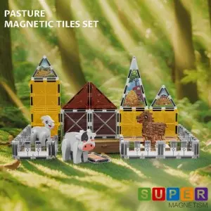 28/35/42pcs Children Farm Animals Magnetic Tiles Construction Toy Building Set for Wholesale