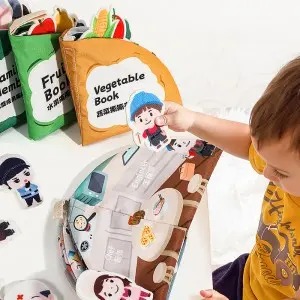 Infant Toddler Early Learning Puzzle Fabric Cloth Book Set Washable Montessori Sensory Tear & Paste Soft Cloth Baby Books