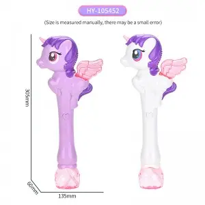 Electric Cartoon Magical Unicorn Bubble Wand Toys with Wings Light Music for Kids Gift