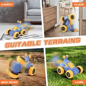Rechargeable Remote Control Flip Spinning Car Toy Musical 360 Degrees Rotation Vehicle Cool Flashing Light Rc Stunt Car For Kids