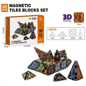 High Quality 3D Diamond Magnet Building Block Set STEM Educational Magnetic Tiles Toys for Children