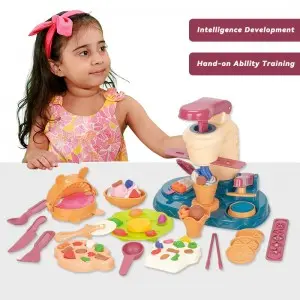 Kids Montessori Educational Pretend Game DIY Ice Cream Making Machine Clay Toy Set Parent-Child Interactive Dough Play Mold Kit