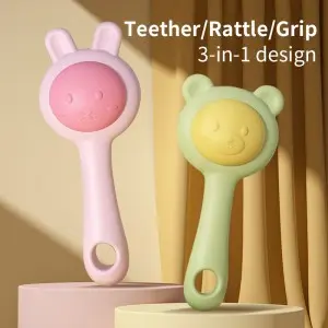 Wholesale Christmas Gift Infant Teething Relief Toy 0-6 Months Newborn Sensory Rattle Shakers Soft Silicone Rattles Baby Toys