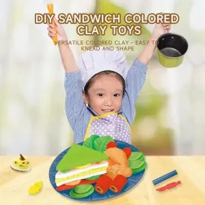 DIY Clay Sandwich Making Mould Play Kit Creative Cutter Roller Kids Hand-on Ability Training Handmade Dough Toys for Children
