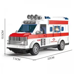 1:30 Scale Rc Escort Car Model Children Plastic 4 Channel Emergency Vehicle 27mhz Remote Control Ambulance Toy Truck for Kids