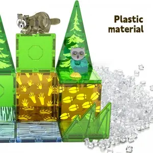 25PCS Magnetic Animals Building Tiles Toy Kids DIY Assembly Forest Theme Magnet Block Set