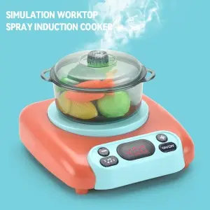 51pcs Pretend Play Music Light Spray Induction Cooker Simulation Tableware Kitchenware Kitchen Food Toy Cooking Set for Kids