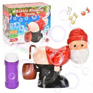 Kids Electric Automatic Santa Clause Bubble Maker Toys With Light & Music Outdoor Fun & Festive Gift Idea Christmas Gags