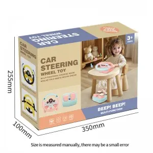 Montessori Sensory Driving Toy – 360° Steering Wheel & Pedals with Suction Cup, Vibrant Yellow/Pink for Ages 3-6