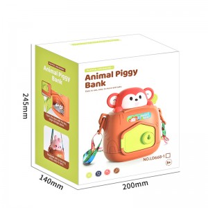 Baby Plastic Coin Money Saving Box Key Unlocking Cartoon Monkey Piggy Bank Toys with Adjustable Straps for Kids Boys and Girls
