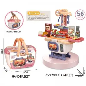 56 PCS Kids Plastic Barbecue Set Toy Parent-Child Interactive Pretend Play Kitchen BBQ Game