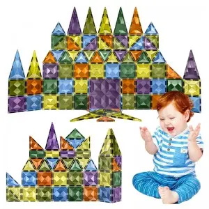 Kids DIY Assembling Set STEM Intelligent Magnetic Building Tiles Toy Parent-child Interactive