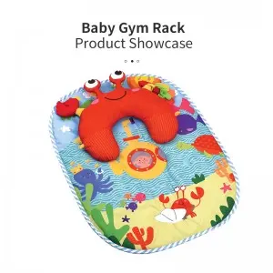 Infant Sleeping Carpet Mat Lie Crawling Playmat Multi Colorful Animal Patterns Baby Sensory Play Mat with Soft U-Shaped Pillow