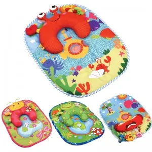 Infant Sleeping Carpet Mat Lie Crawling Playmat Multi Colorful Animal Patterns Baby Sensory Play Mat with Soft U-Shaped Pillow