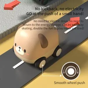 Children Plastic Mini Inertia Animal Car Toy Baby Soft Teether Cute Cartoon Pet Friction Car Toy for Kids