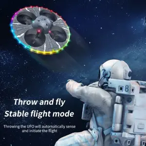 Dazzling Flying UFO Toy 360 Degrees Rolling Stunt Aerial Drone Photography Throwing Aircraft