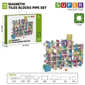 Assembling Marble Race Run Maze Ball Track Toy Kids STEM Learning 3D Clear Magnetic Tiles