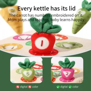 Montessori Carrot Harvest Game Educational Color/ Number Sorting Matching Toy Puzzle Baby Developmental Plush Radish Pulling Toy