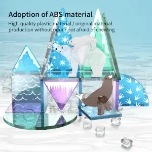 Marine Animal Magnetic Tiles Set Kids Creative Enlighten DIY Construction Magnetic Block Toys