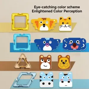 Toddler STEM Educational Magnet Building Block Set Kids Creative Magnetic Animals Tiles Toys For Christmas Gift